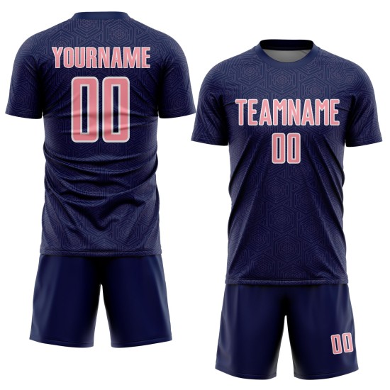 Sports Pink-White Geometric Soccer Sublimation Jersey Custom Medium Uniform Navy Shape