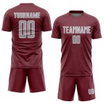 Sports Geometric Sublimation Gray-White Uniform Jersey Shape Custom Burgundy Soccer
