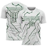 Custom Sublimation Soccer Jersey Lightning Sports Green White Uniform Custom Sublimation Soccer Jersey Lightning Sports Green White Uniform