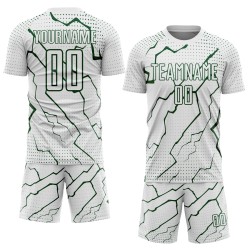 Custom Sublimation Soccer Jersey Lightning Sports Green White Uniform